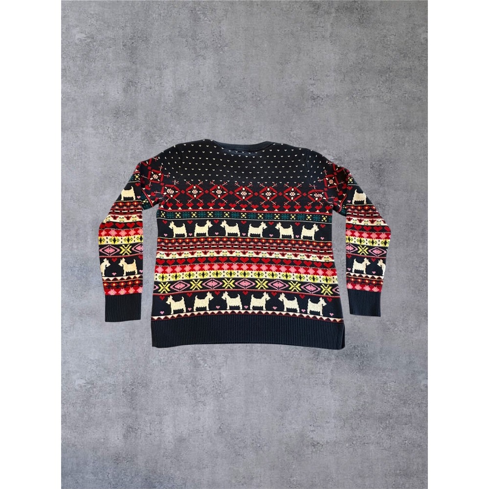 Charter Club Sweater Womens PM Navy Fair Isle Scottie Dog Embellished - Picture 11 of 13